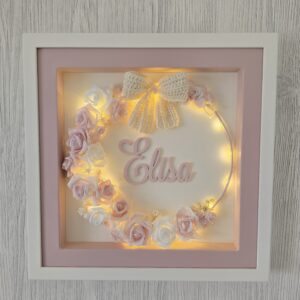 Quadro guirlanda floral com led